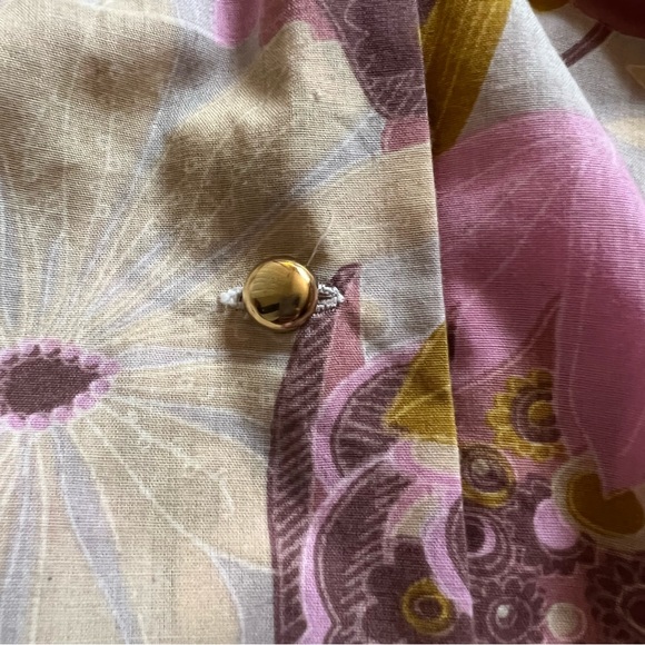 Unique Vintage Tie Shirt Dress w Retro Floral Print-Pink/Purple/Yellow Sz Med - Picture 3 of 7